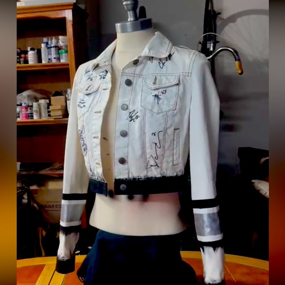 Jean Jacket hand 🎨 RIDERS size S ( signed for players) unique !! - Picture 1 of 3